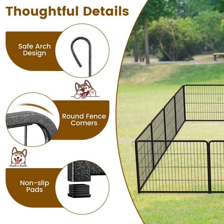 16 Panel 24/32/40 Inches Height Dog Playpen with Lock and Large Door-24 inches