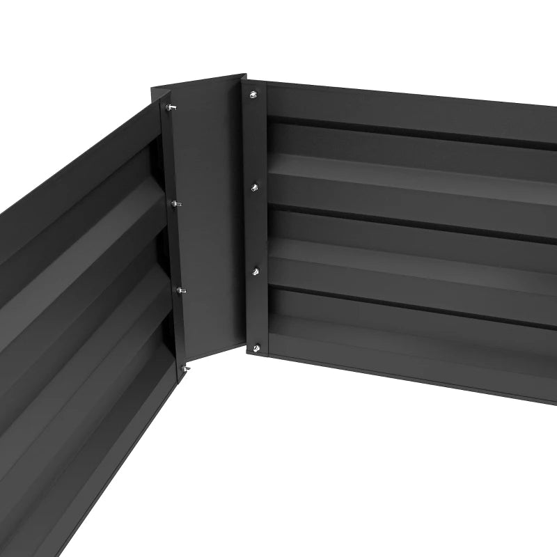 Set of 2 Raised Garden Bed, Steel Elevated Planter Box for Flowers, Herbs, Succulents, 39"x20"x12", Black