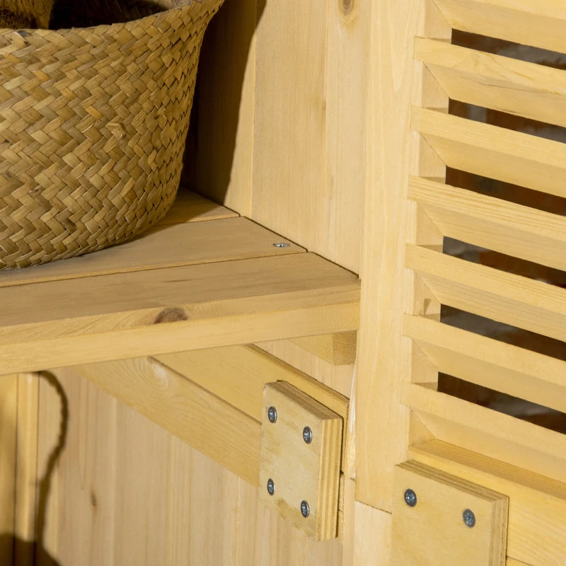 3' x 5' Wooden Garden Storage Shed, Sheds & Outdoor Storage with Asphalt Roof & 2 Large Wood Doors with Lock, Natural