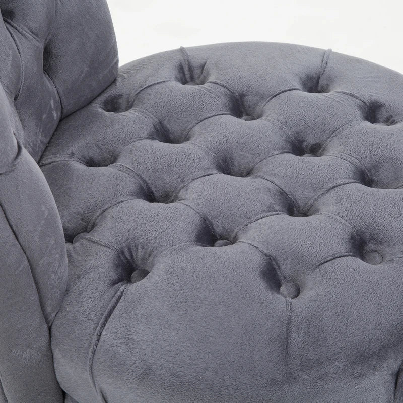 45" Tufted High Back Velvet Accent Chair Living Room Soft Padded Couch Lounge Ash Grey