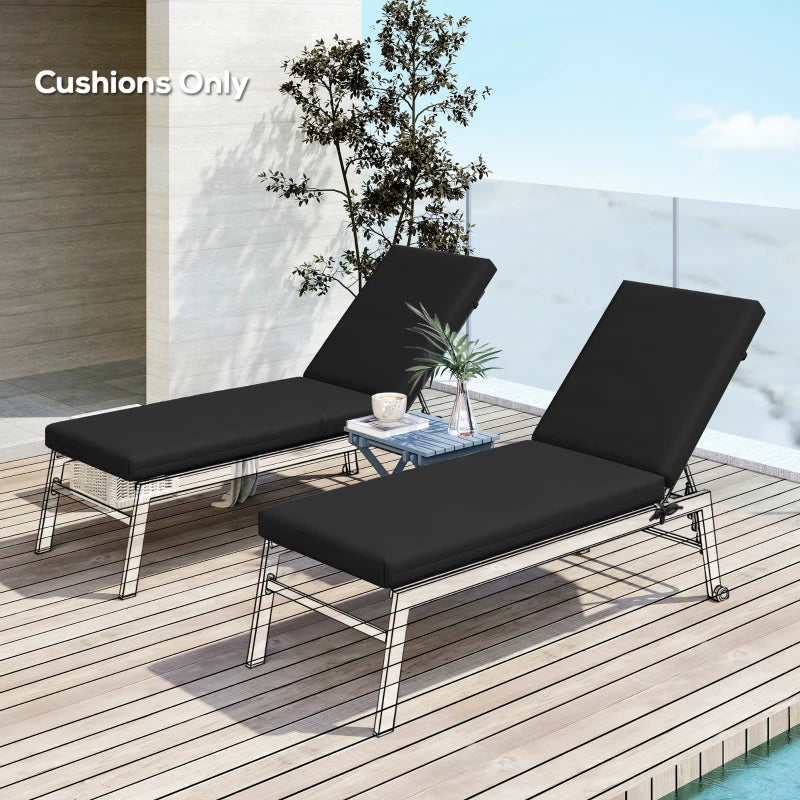 2-Piece Back and Seat Cushion Pillows Replacement, Patio Chair Cushions Set with Ties for Indoor Outdoor, Black