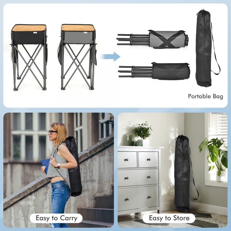 2 Pieces Folding Camping Tables with Large Capacity Storage Sink for Picnic-Black