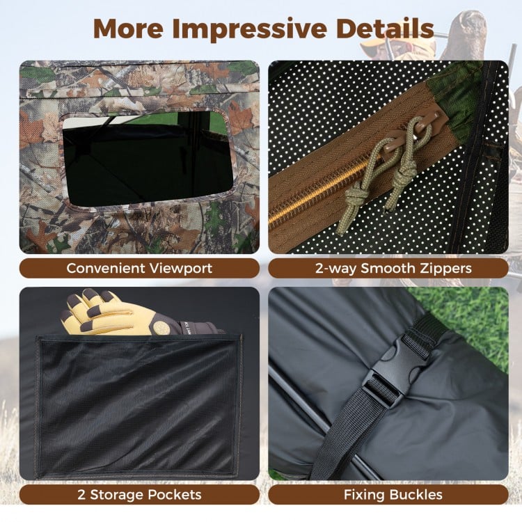 2-6 Person Side-by-Side Hunting Blinds Double One-way See-through Ground Blinds