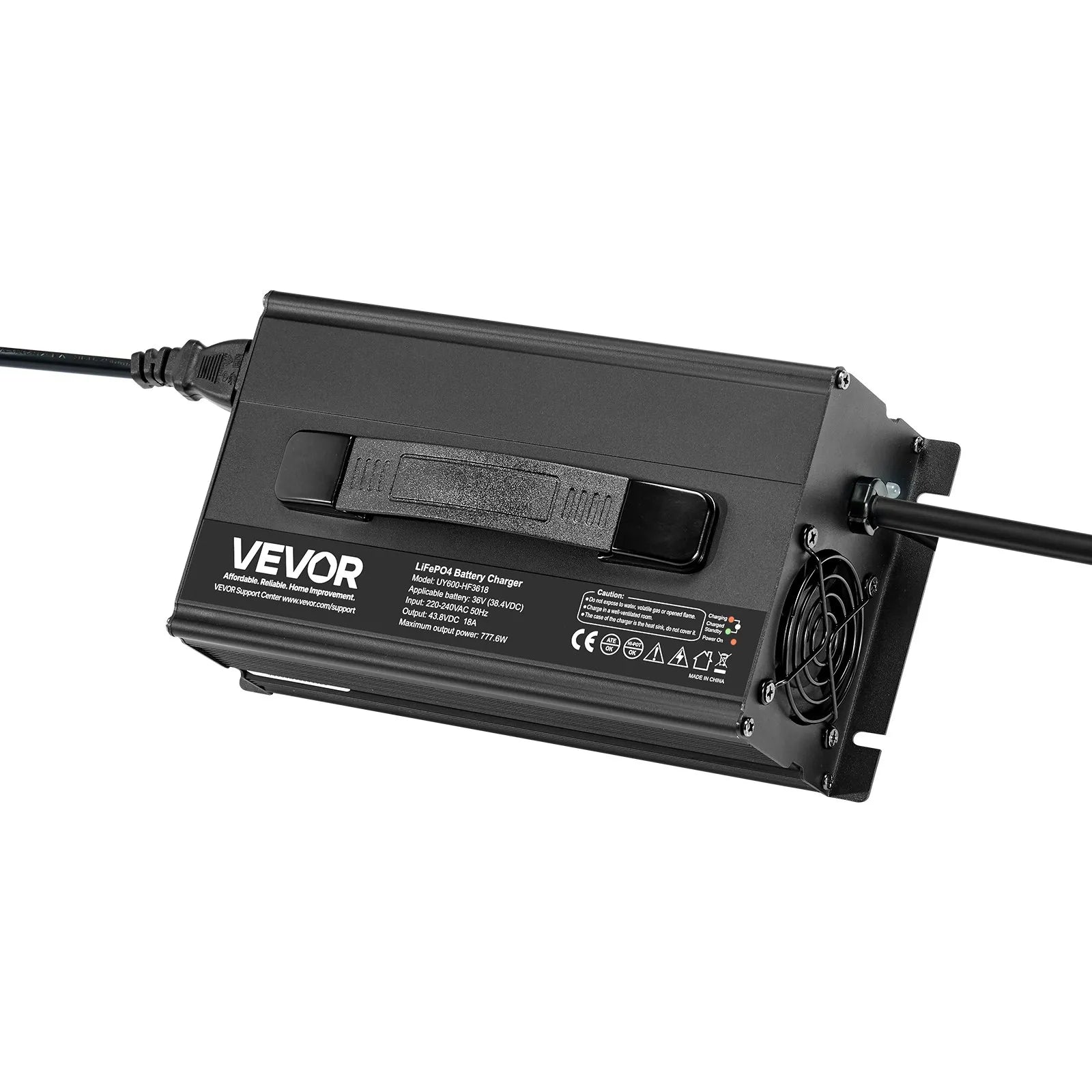 VEVOR 36V 18A Lithium Battery Charger 43.8V AC-DC LiFePO4 Smart Charger for RV