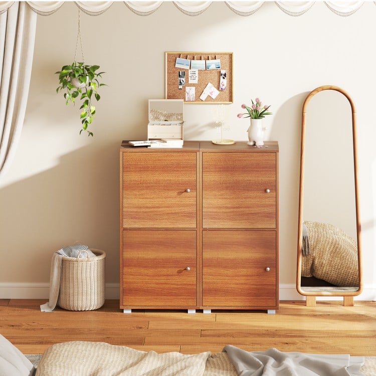 2-Tier Modern Style Nightstand with Drawer and Open Shelf-Walnut