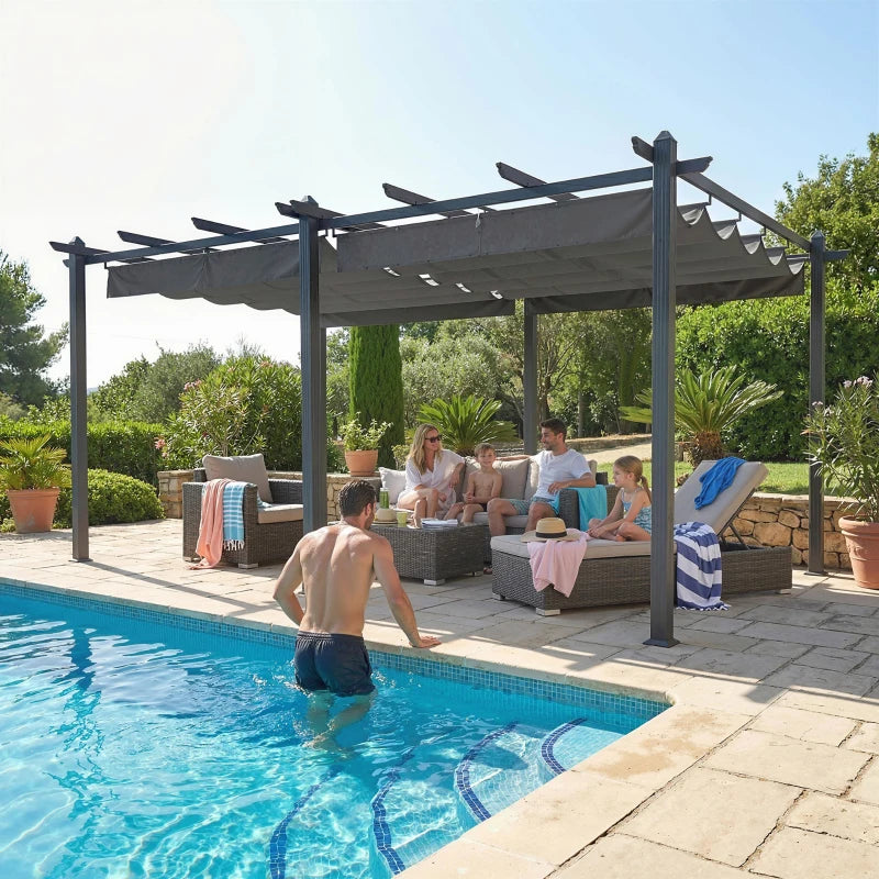 11.7' x 19.6' Retractable Pergola Canopy, Aluminum Pergola for Grill, Patio, Garden, Deck