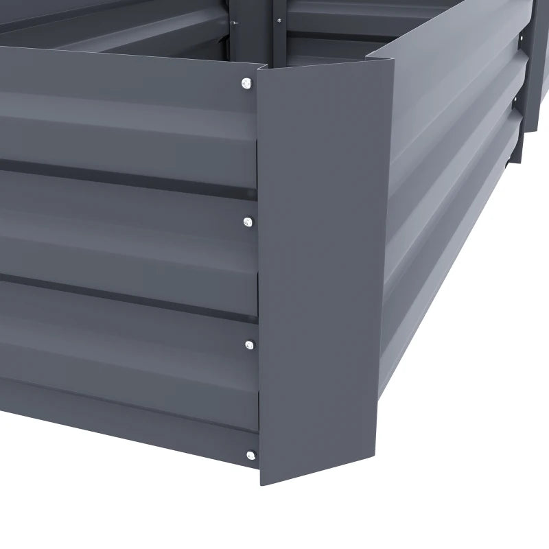 Set of 2 Raised Garden Bed, Steel Elevated Planter Box for Flowers, Herbs, Succulents, 39"x20"x12", Dark Grey