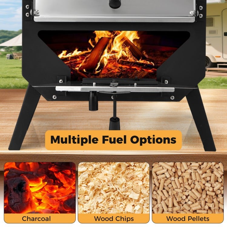 12 Inch Outdoor Pizza Oven with Pizza Stone for Patio Backyard Camping BBQ-Black