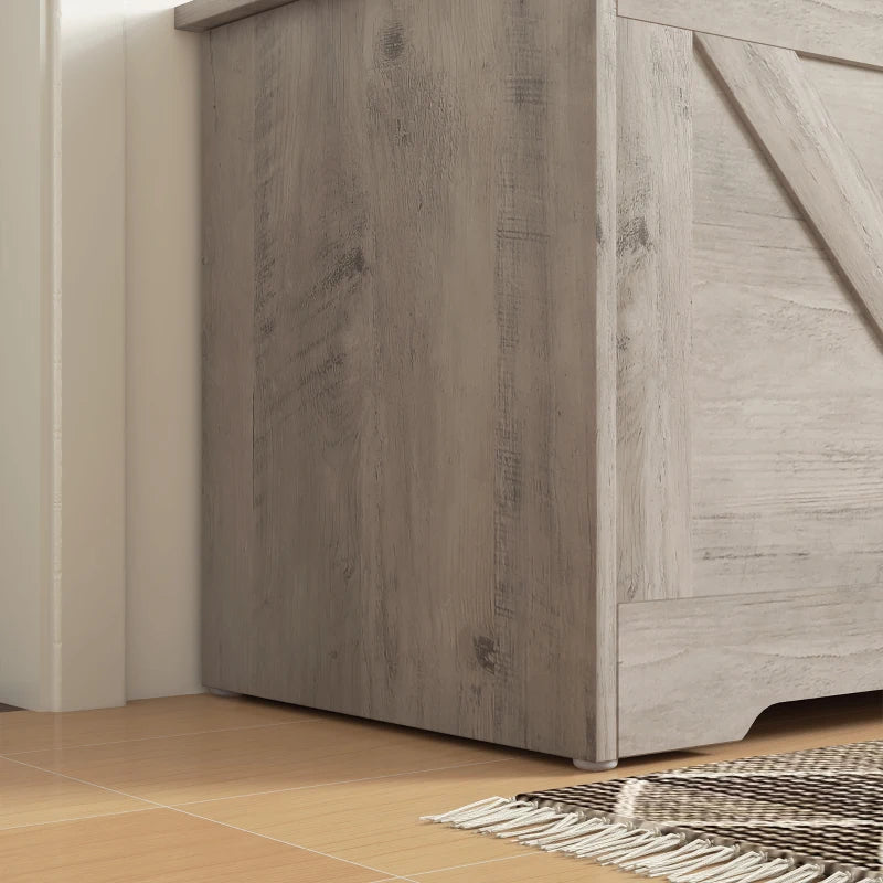 31.5 Inches Storage Chest, Storage Trunk with 2 Safety Hinges for Living Room, Grey Wood Grain