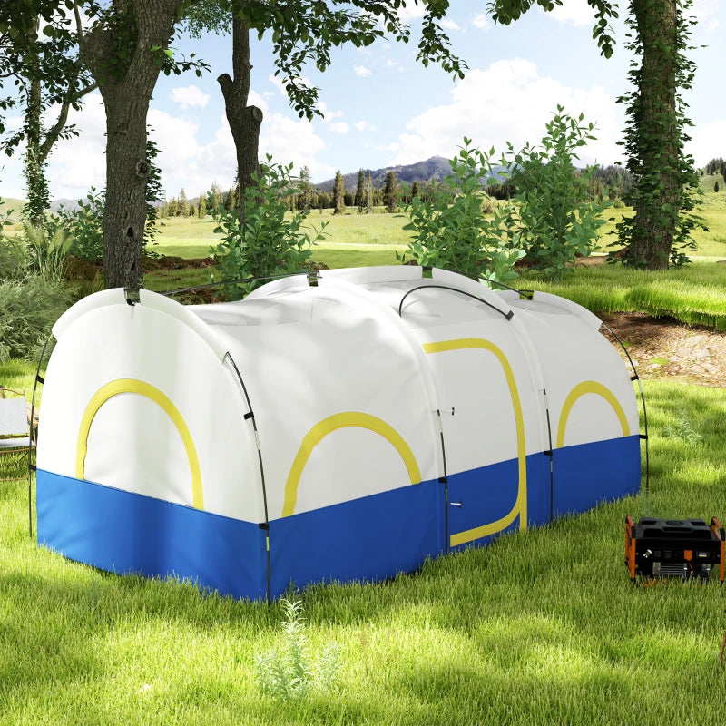 4-6 Person Camping Tent, 3 Room Cabin Tent, 3000mm Waterproof and UPF30+ with Sewn in Groundsheet and Carry Bag, Blue