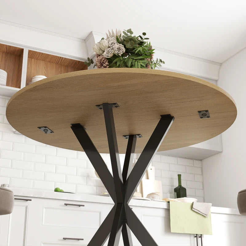 31.5" Industrial Round Dining Table - White Oak