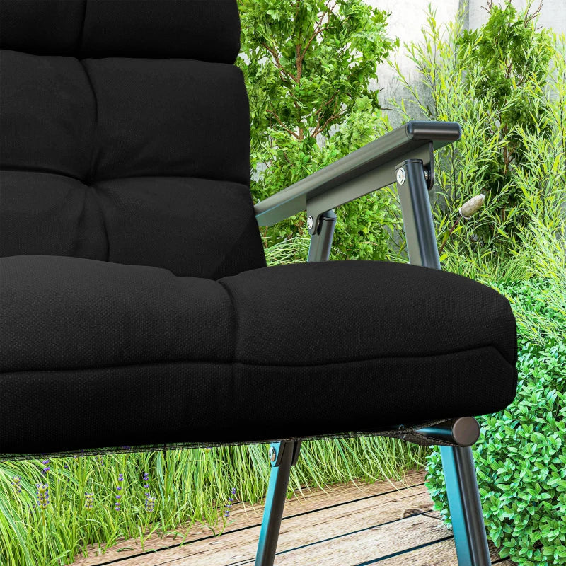 2-Piece Back Seat Cushion Replacement, Outdoor Patio Chair Cushions Set with Ties, Button Tufted, Black
