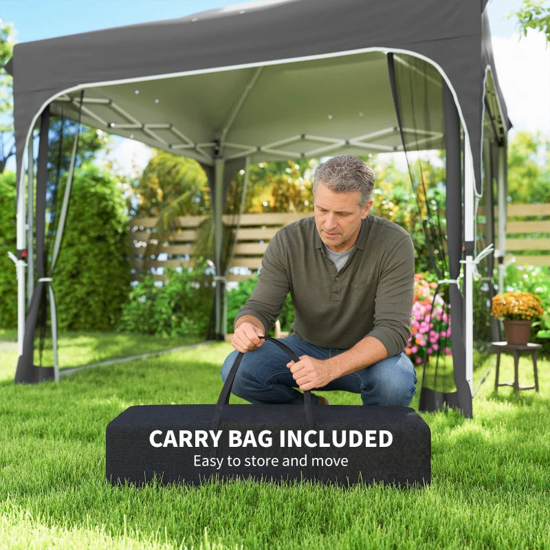 10 x 10 ft Pop Up Canopy Tent with Mosquito Netting, UPF 50+ Central Lock Easy Setup Outdoor Party Tent, Dark Grey