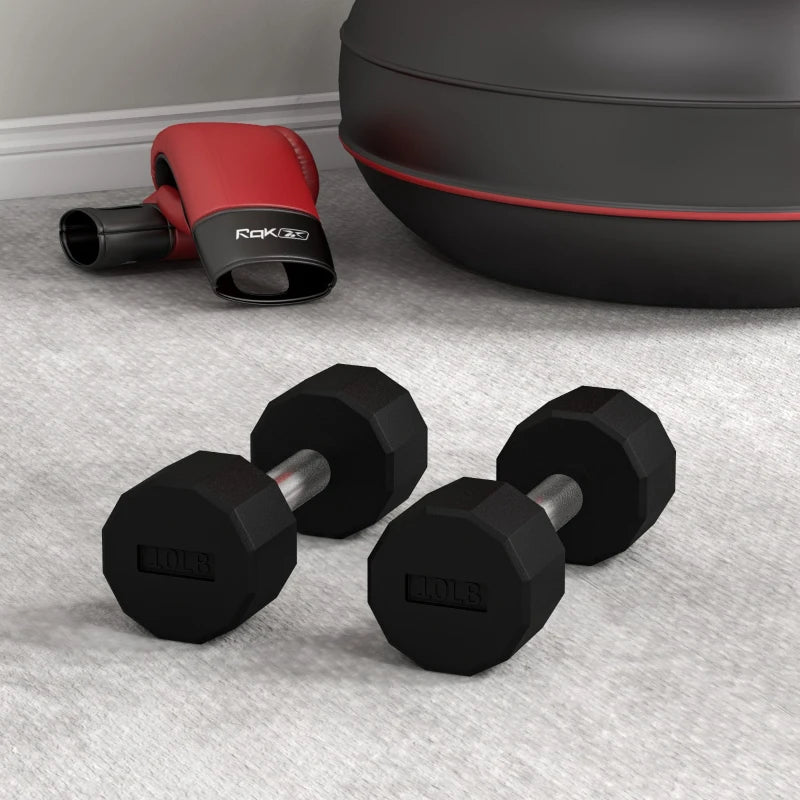 Soozier 2 x 10lbs Dumbbells Set with Non-Slip Grip, Rubber Covered Weights for Men Women Home Gym Workout