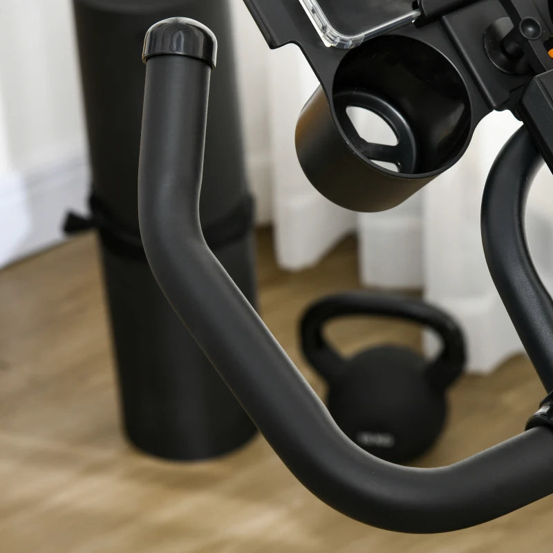 Soozier Adjustable Upright Stationary Exercise Bike w/ LCD Display, Indoor Cycling Bike for Home w/ Adjustable Resistance, Black