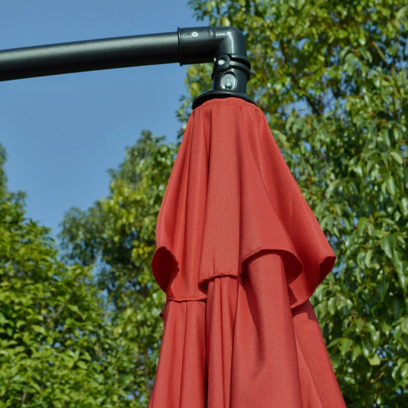 11FT Cantilever Patio Umbrella with Offset Hanging, Easy Tilt Adjustment & Cross Base for Backyard, Poolside, Red