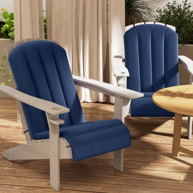 Set of 4 Patio Chair Cushions, High Back Adirondack Chair Cushion with Ties, High-Density Foam, Navy Blue