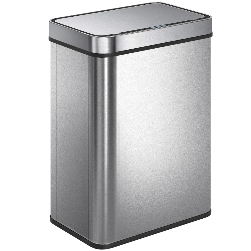 13.2 Gallon Sensor Can, Automatic Garbage Can with Soft-Close Lid, Fingerprint-Proof Stainless Steel, Silver