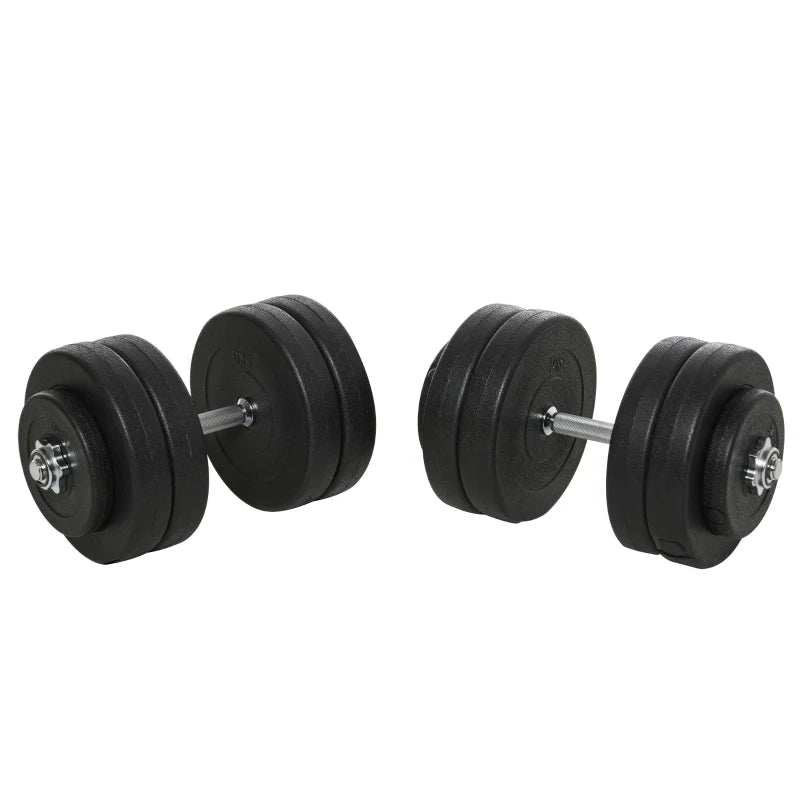 Soozier Adjustable 2 x 55lbs Weight Dumbbell Set for Weight Fitness Training Exercise Fitness Home Gym Equipment, Black (Pair)