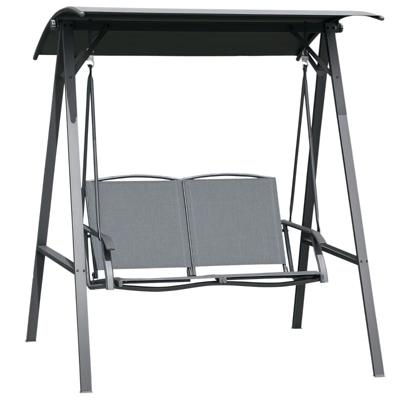 2-Seat Outdoor Porch Swing Patio Swing with Adjustable Canopy, Removable Seat and and Steel Frame for Garden, Poolside