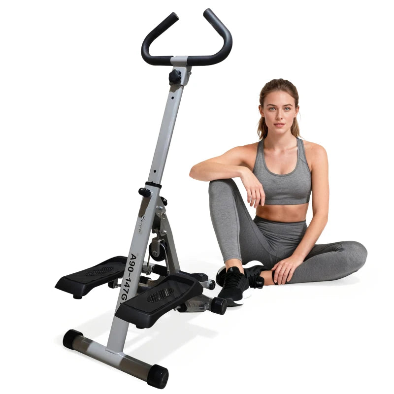 Soozier Height Adjustable Stair Stepper, Stepper Exercise Machine with Handlebar, LCD Monitor, Black