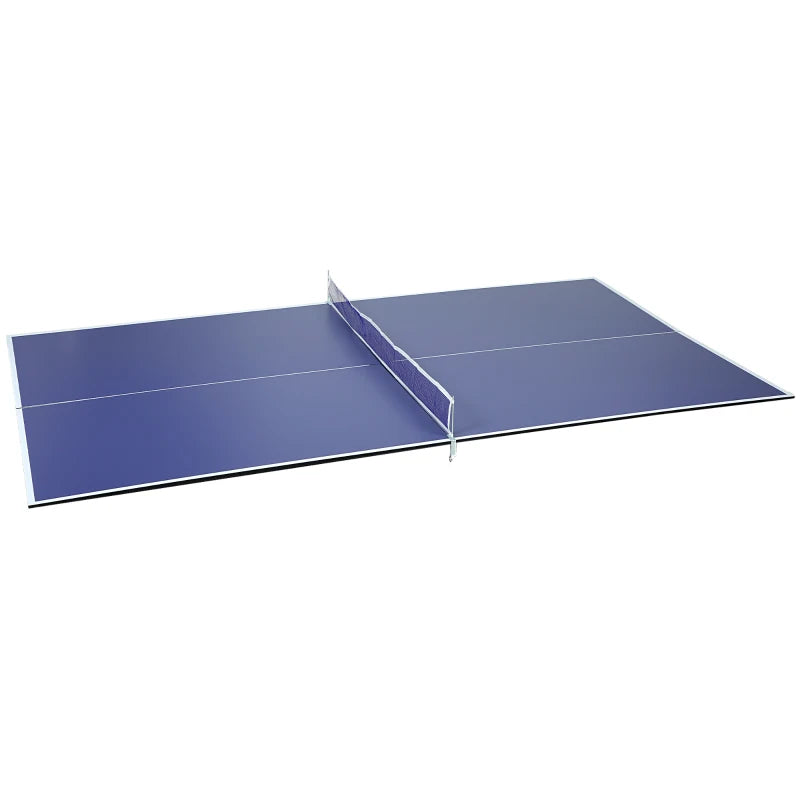 Soozier 9 ft Folding Ping Pong Table Top for Pool Tables, Table Tennis Conversion Top with Net, Foam Padding, Blue