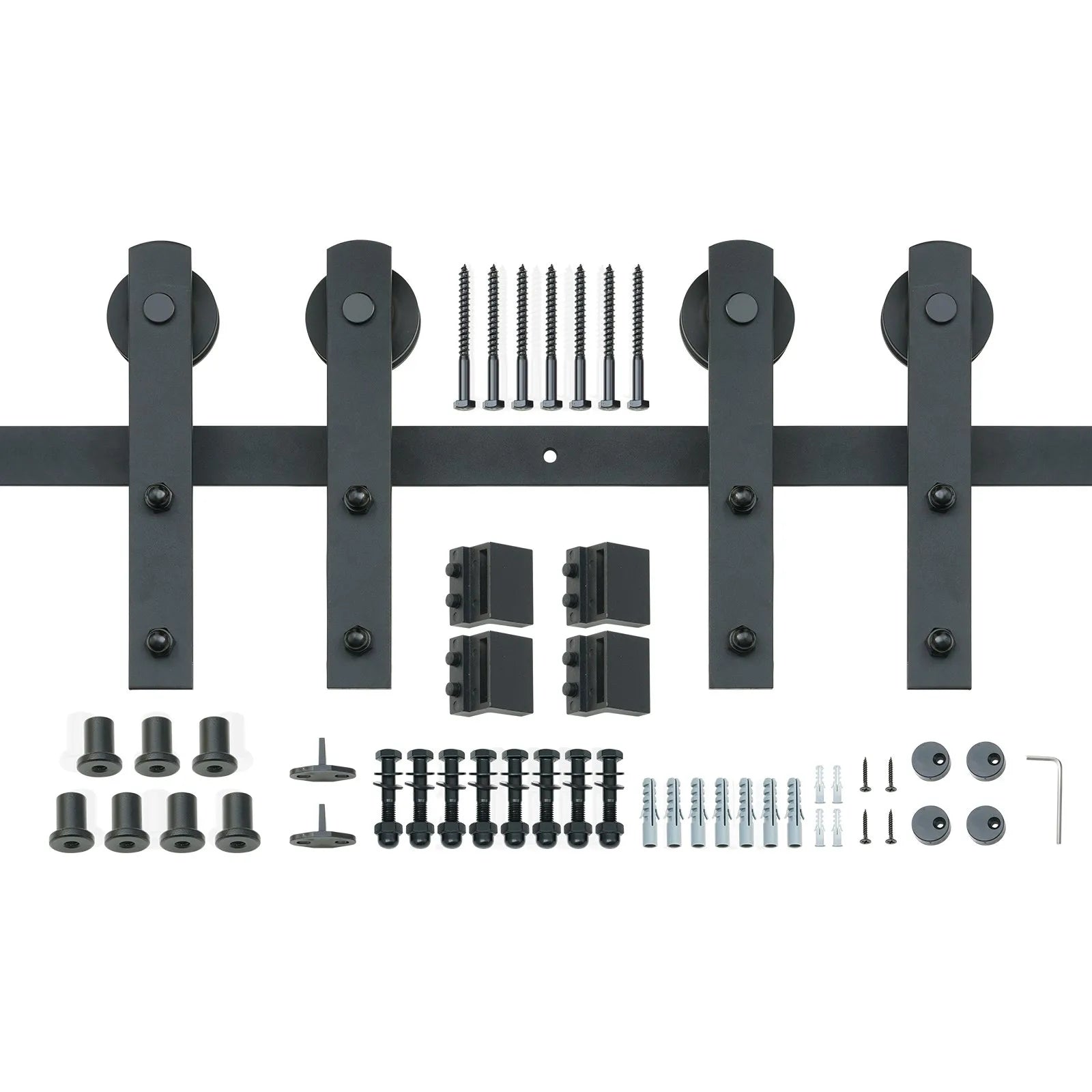 VEVOR 8FT Sliding Barn Door Hardware Kit, 330LBS Heavy Duty Barn Door Track Kit for Double Doors, Fit 3.7-4.3FT Total Wide and 1.3"-1.8" Thick 2 Door Panel, with Smooth & Silent Pulley (I Shape)