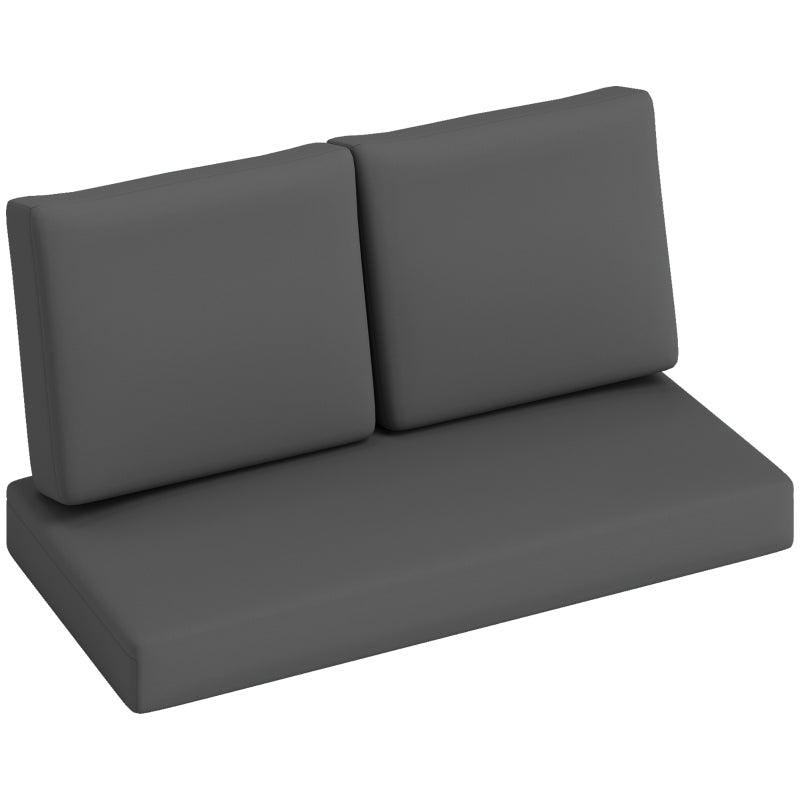 2 Seater 5" Thick Outdoor Seat Cushions with 7" Backrest, Loveseat Outdoor Furniture Cushions, Dark Grey