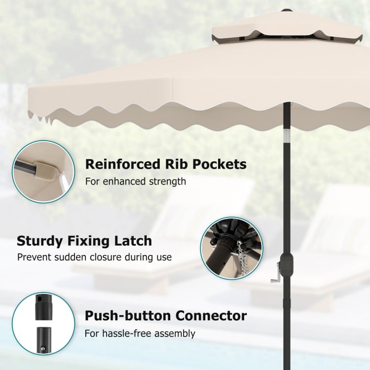 10 Feet Patio Umbrella with Push Button Tilt and Crank-Beige