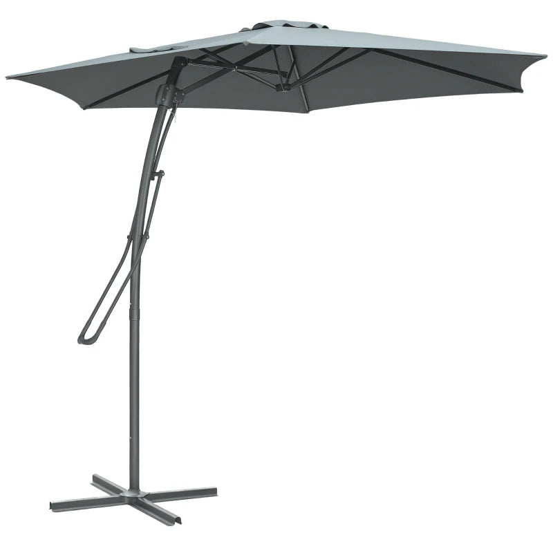 10ft Cantilever Patio Umbrella Offset Parasol with Crank Handle, Cross Base for Garden, Deck, Dark Grey