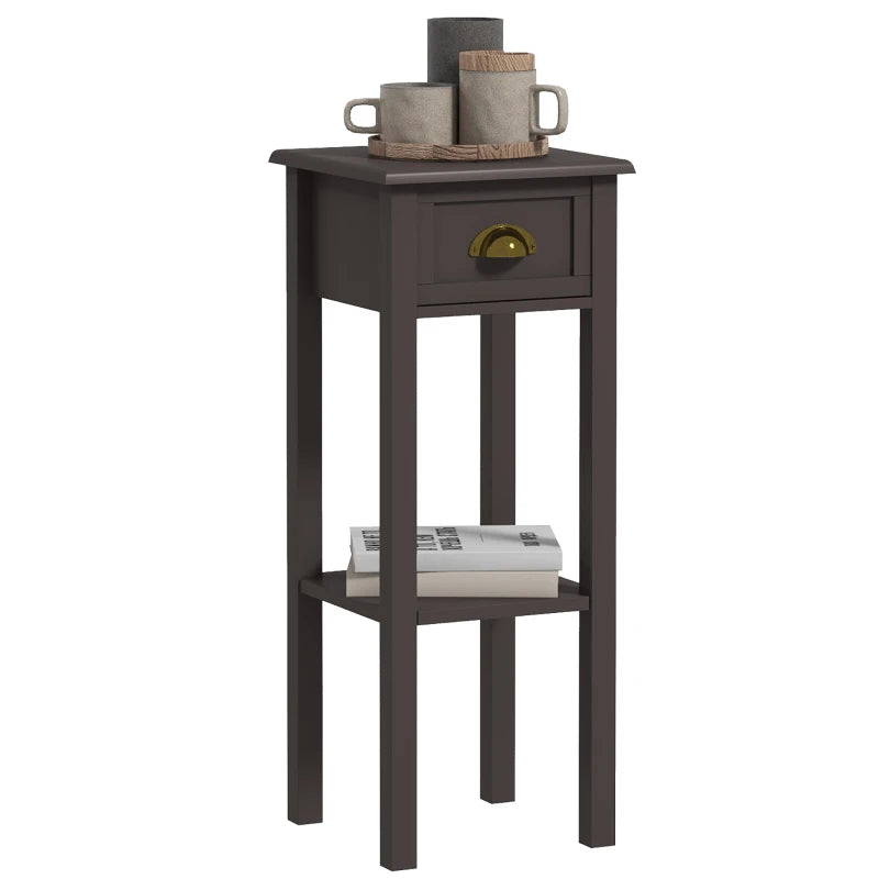 2-Tier Side Table with Drawer and Shelf, End Table for Living Room and Hallway, Coffee