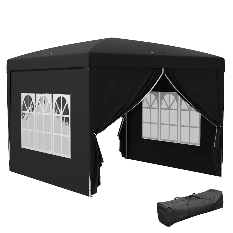 10'x10' Outdoor Pop Up Party Tent Wedding Gazebo Canopy with Carrying Bag (Black)