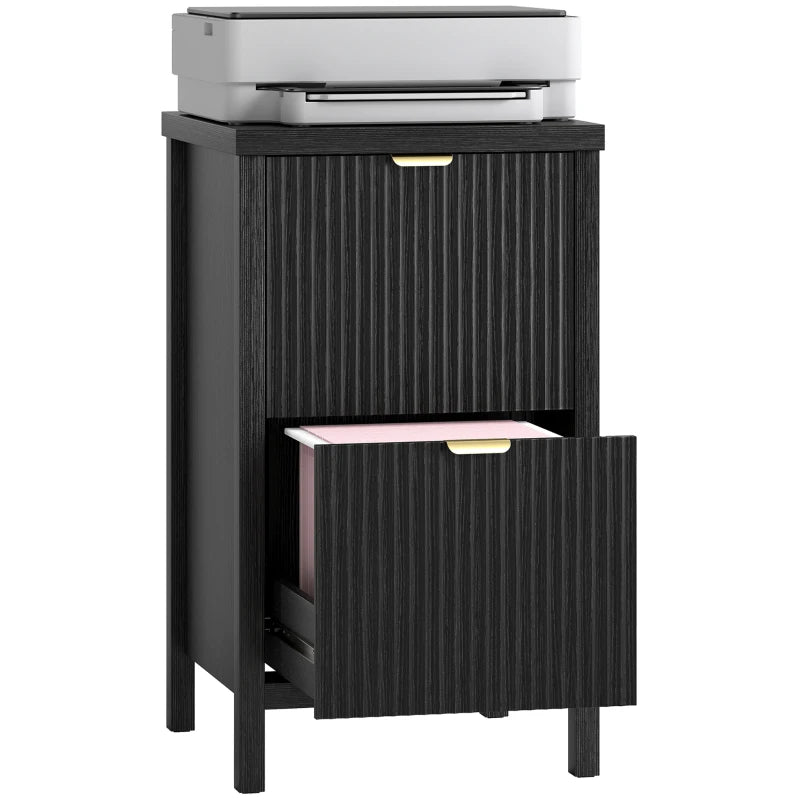 2 Drawer File Cabinet with Silent Slides, Vertical Modern Filing Cabinet Fits Letter/A4 Size Home Office, Black