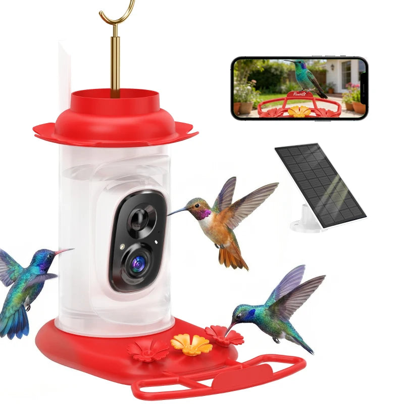 Smart Bird Feeder with Camera, AI Identify 16000+ Birds, 2K HD Live Video, 3W Solar, Instant Arrival Alerts