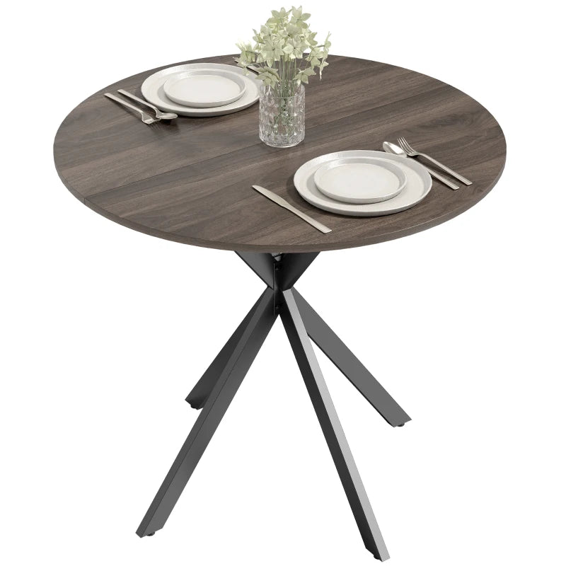 31.5" Industrial Round Dining Table - Distressed Dark Brown