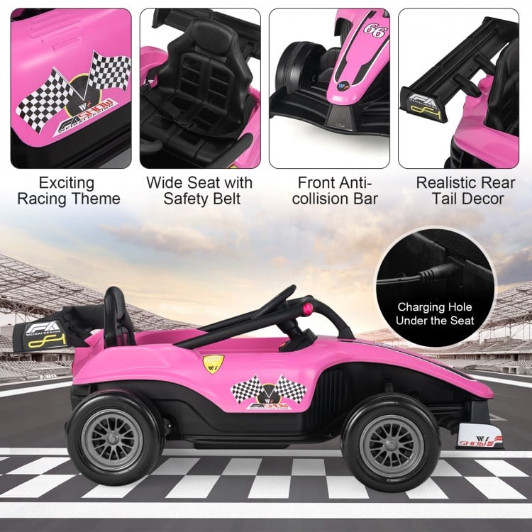 12V Kids Ride on Electric Formula Racing Car with Remote Control-Pink