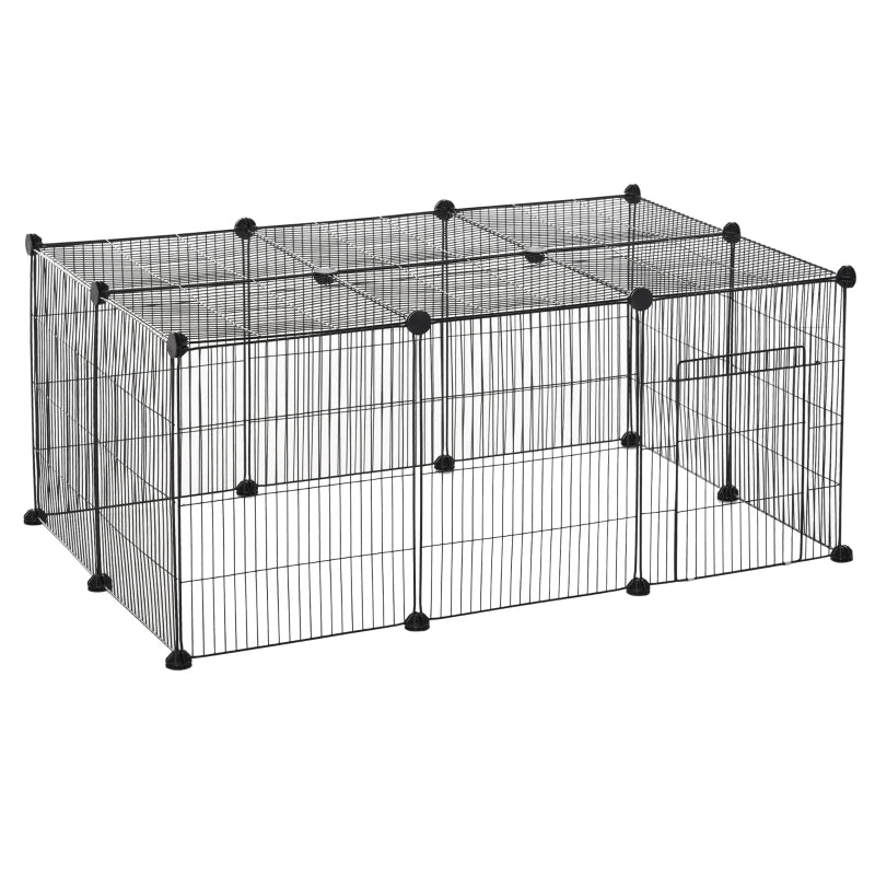 Small Animal Cage for Bunny, Guinea Pig, Chinchilla, Hedgehog, Portable Pet Enclosure with Door, 16 Panels