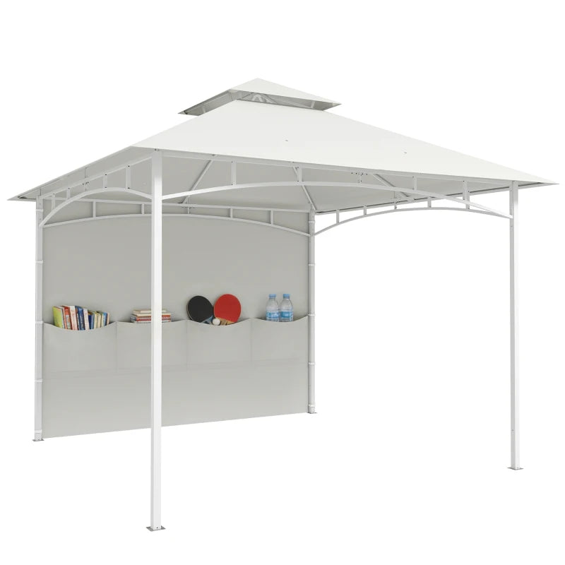 10' x 10' Patio Gazebo, Double Roof Outdoor Gazebo Canopy Shelter with Storage, Hook, Metal Frame, Cream White