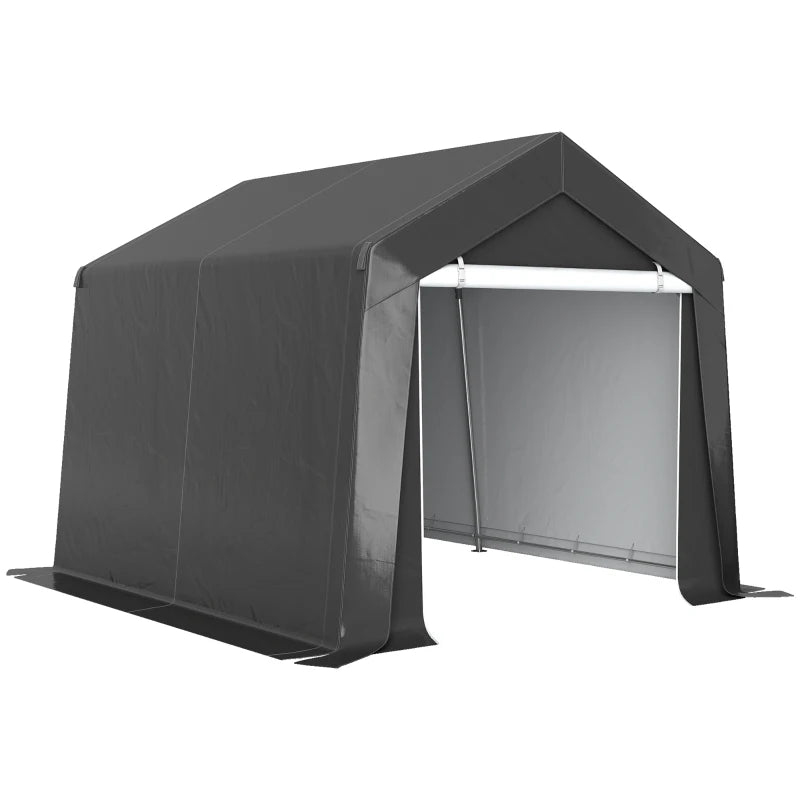 10' x 10' Outdoor Storage Shed Portable Garage with Roll-up Door for Motorcycle, Bike, Garden Tools, Dark Grey