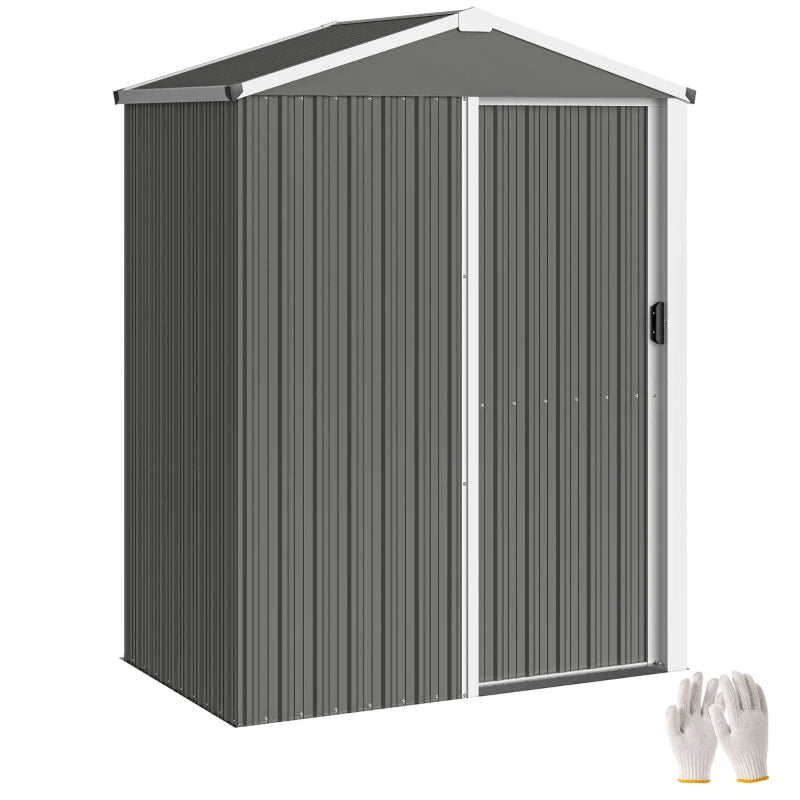 4.5 x 3ft Outdoor Storage Shed, Waterproof Metal Garden Shed with Lockable Door for Backyard, Patio, Lawn, Light Grey