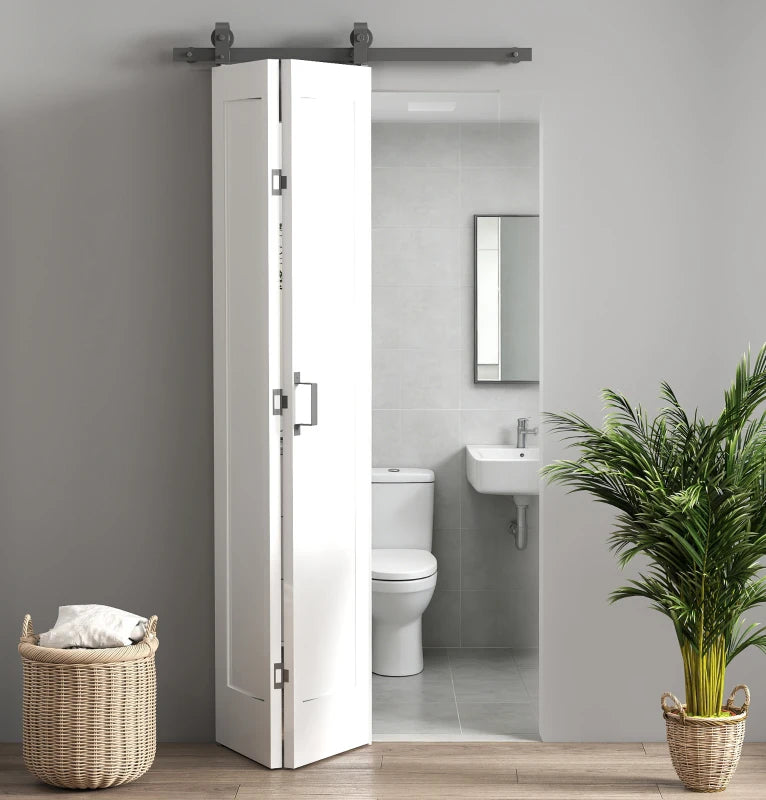 35" x 83" Sliding Door with 3.6FT Bi-Folding Door, Hardware Kit Included & Handle, DIY Paintable MDF Surface