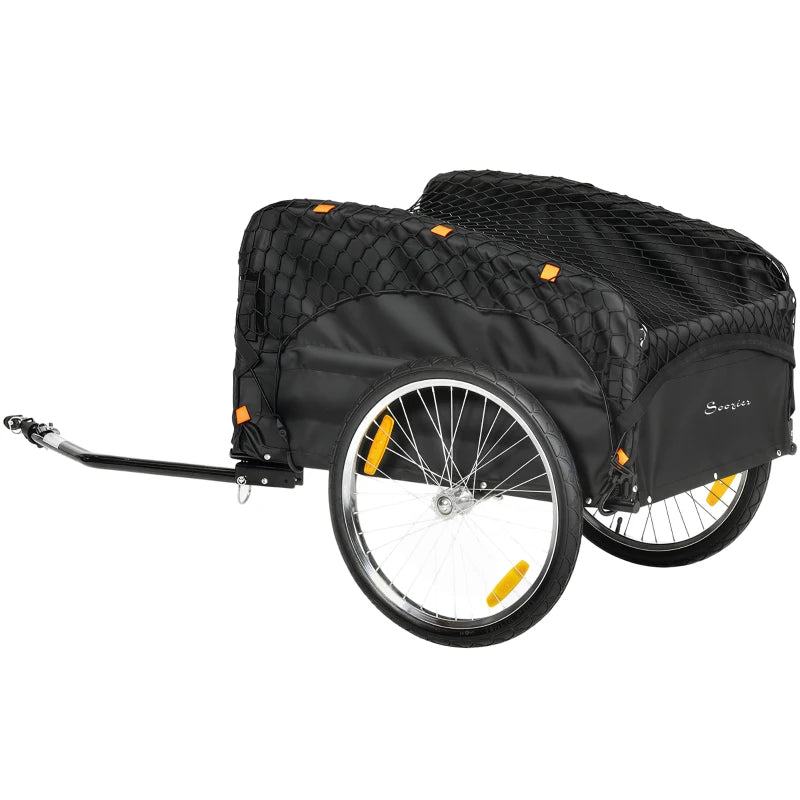 Soozier Bike Cargo Trailer, 45 Gal Bicycle Trailer Wagon Cart with Cargo Net, Quick Release 20" Wheels, Safe Reflectors