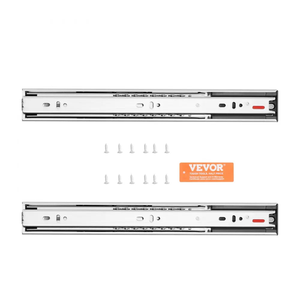 VEVOR 6 Pairs of 14 Inch Drawer Slides Side Mount Rails, Heavy Duty Full Extension Steel Track, Soft-Close Noiseless Guide Glides Cabinet Kitchen Runners with Ball Bearing, 100 Lbs Load Capacity