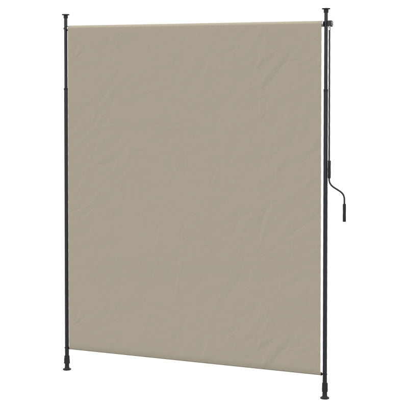 7' x 10' Retractable Patio Awning, Manual Outdoor Privacy Screen with UPF40+ & Water-Resistant Fabric, Beige