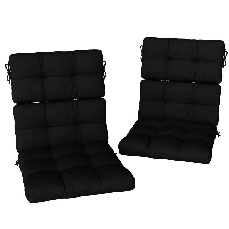 2-Piece Back Seat Cushion Replacement, Outdoor Patio Chair Cushions Set with Ties, Button Tufted, Black