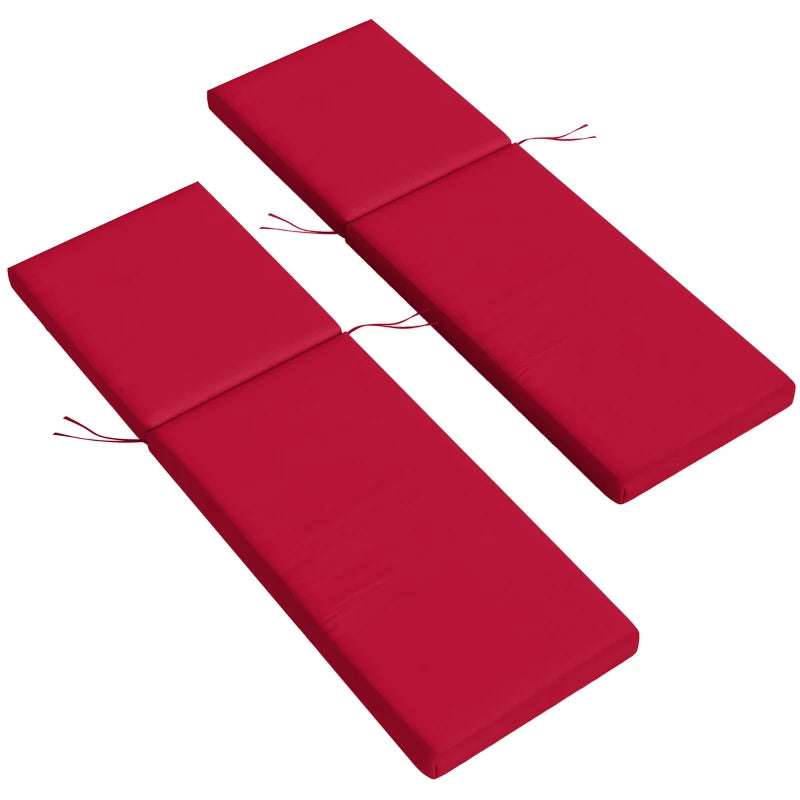 2-Piece Back and Seat Cushion Pillows Replacement, Patio Chair Cushions Set with Ties for Indoor Outdoor, Wine Red
