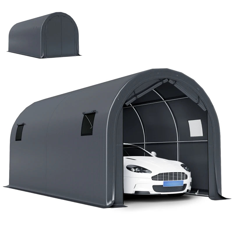 10' x 19' Heavy Duty Carport, Portable Garage Car Canopy Tent Shelter with Reinforced Galvanized Frame, Dark Grey