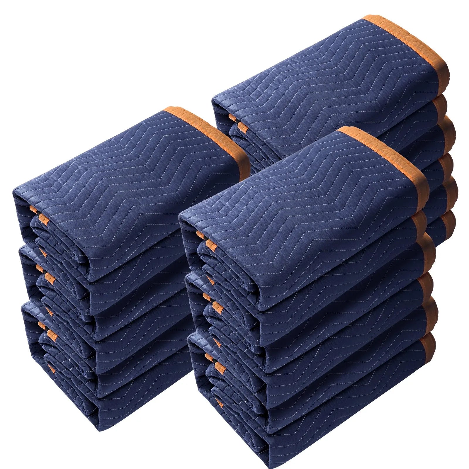 VEVOR Moving Blankets, 80" x 72", 65 lbs/dz Weight, 12 Packs, Professional Non-Woven & Recycled Cotton Packing Blanket, Heavy Duty Mover Pads for Protecting Furniture, Floors, Appliances, Blue/Orange