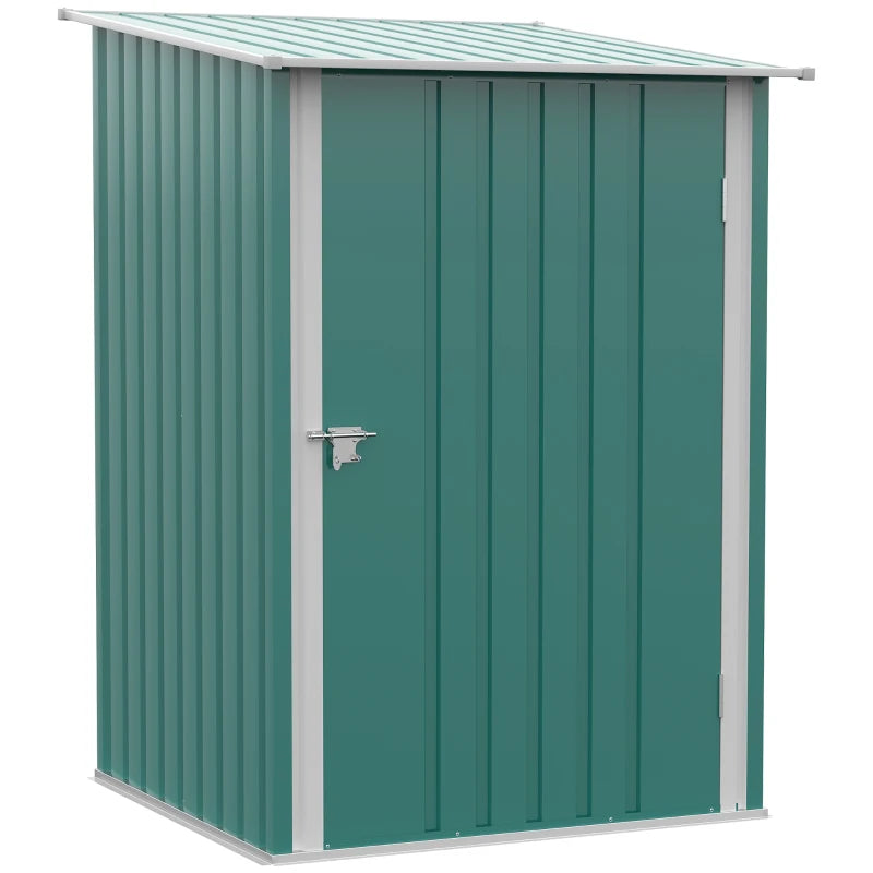 3.3' x 3.4' Lean-to Garden Storage Shed, Outdoor Galvanized Steel Tool House with Lockable Door for Patio Green