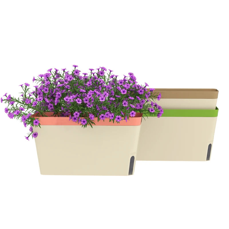 3 Pack Self Watering Flower Pots, 10.5 Inch Planter Box with Water Level Indicator for Vegetables, Succulents Plants